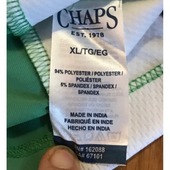 Chaps Golf XL Mens Golf Polo Shirt Green White & Blue Color Block Poly Spandex - Picture 4 of 8